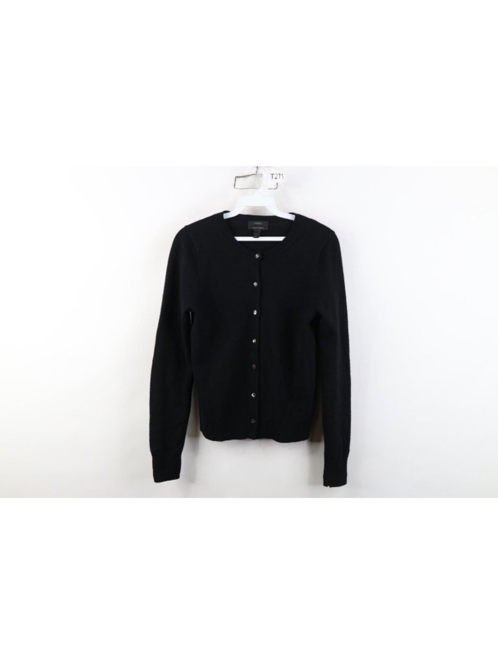 J Crew Womens Small Distressed Italian Cashmere Knit Cardigan Sweater Black